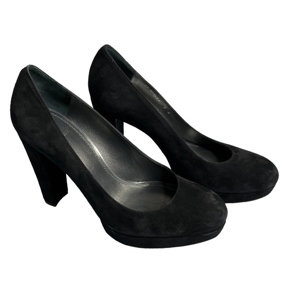 Stuart Weitzman Black Suede Skyhigh Platform Pumps Womens 9 Med - Picture 10 of 10